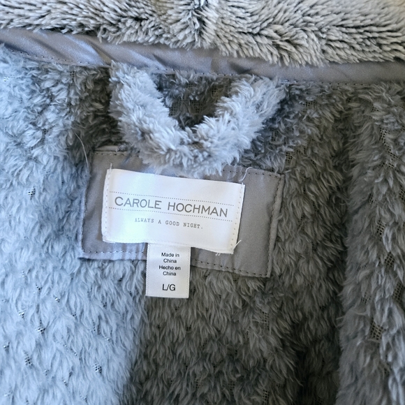 Carole Hochman Women's Gray Long Plush Robe Wrap Belted Tie Closure Size Large - Picture 9 of 11
